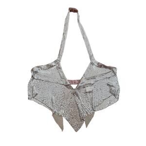 Lovers & Friends -  Mesh Chain Halter Neck Top in Metallic Blush Pink